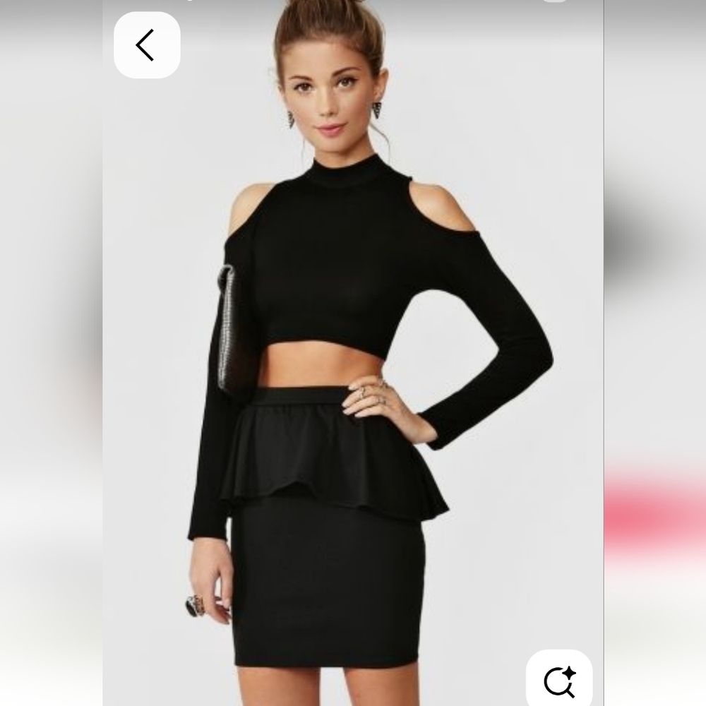 Nasty Gal Black Peplum Pencil Skirt